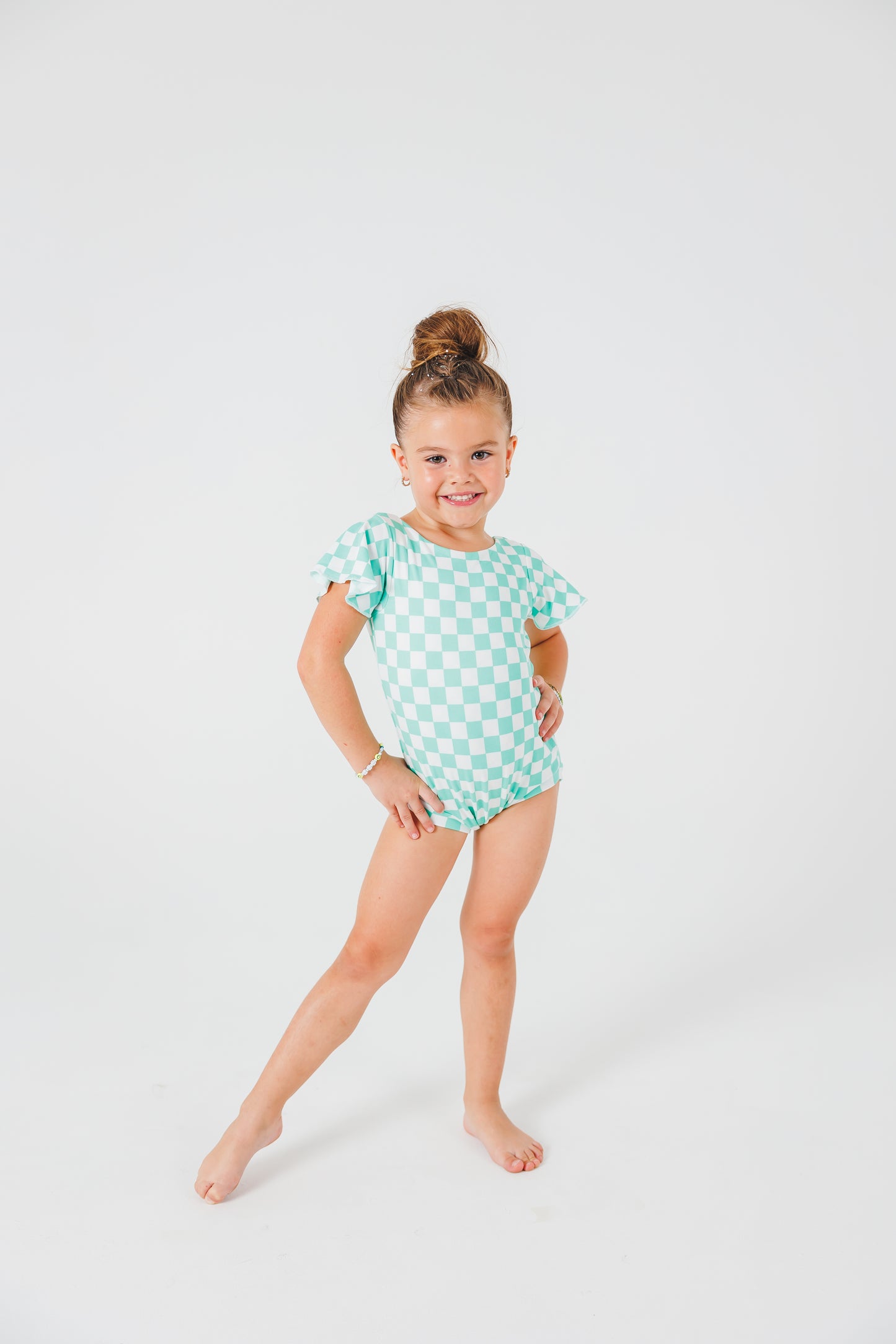 Aqua Checkers Leotard