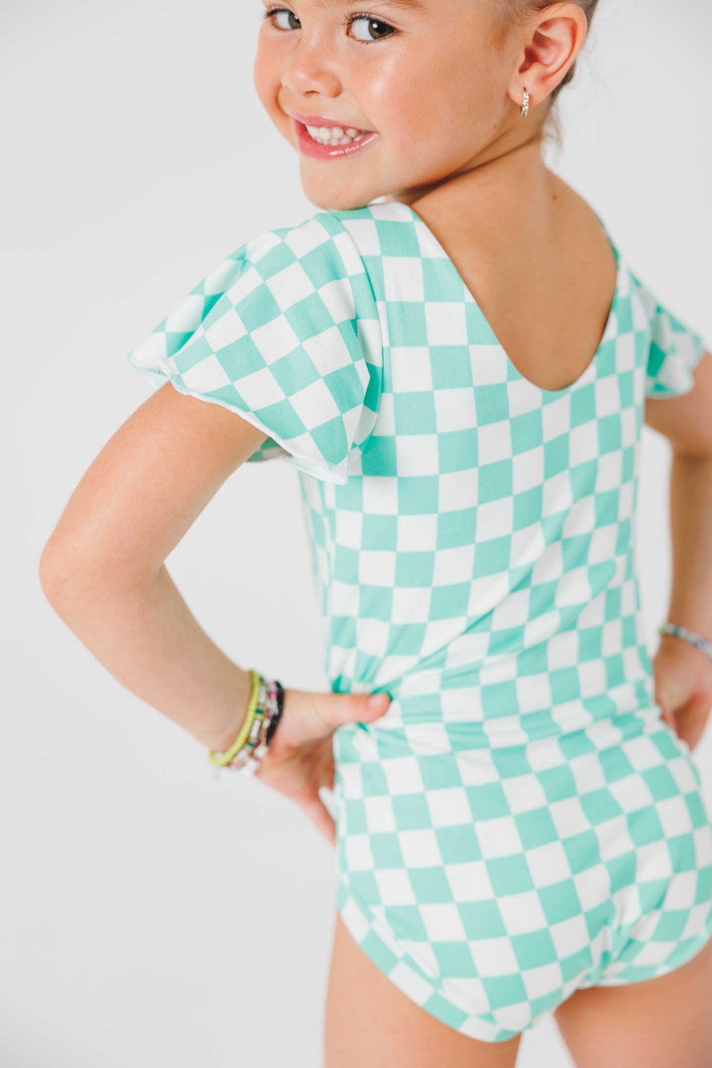 Aqua Checkers Leotard