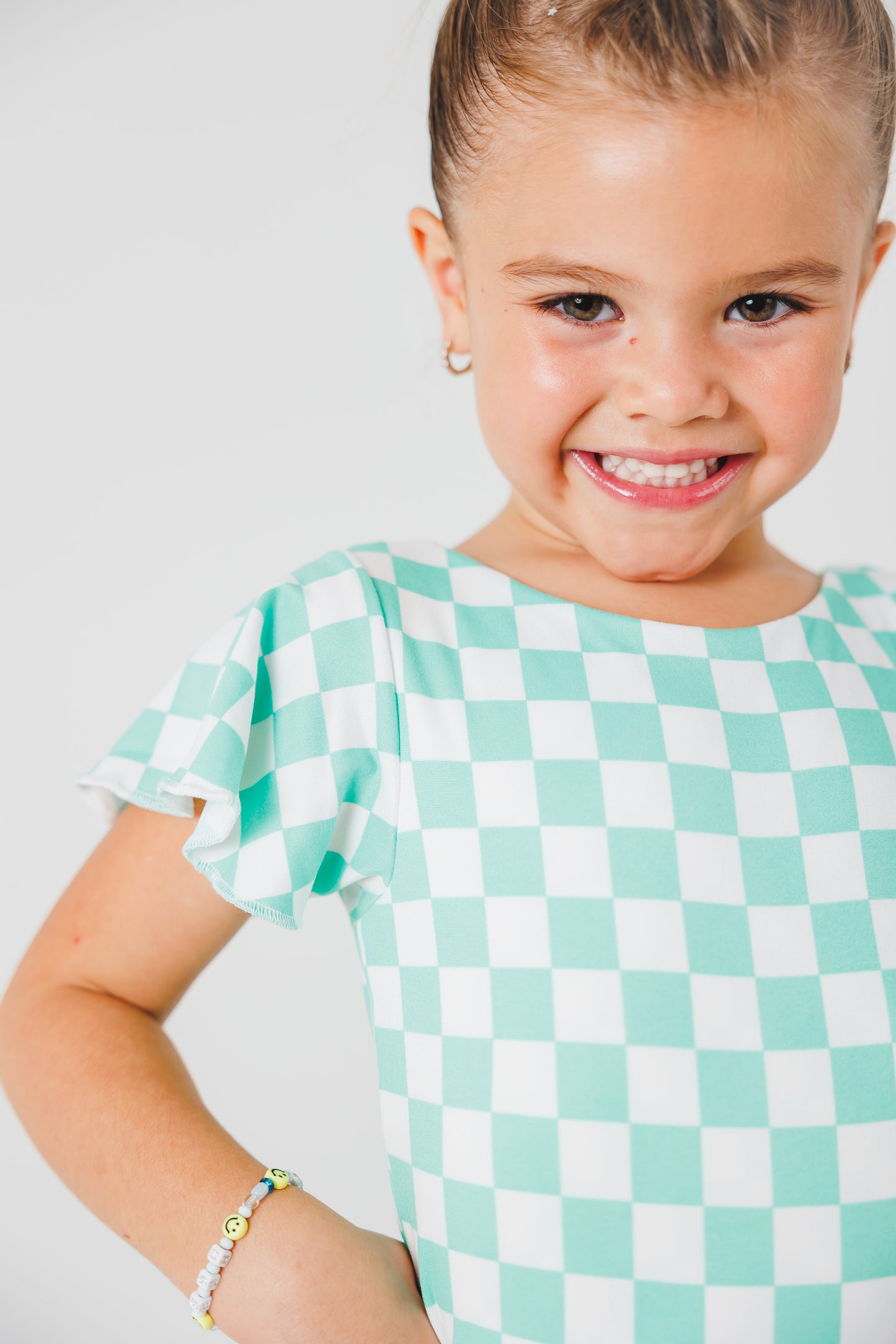 Aqua Checkers Leotard