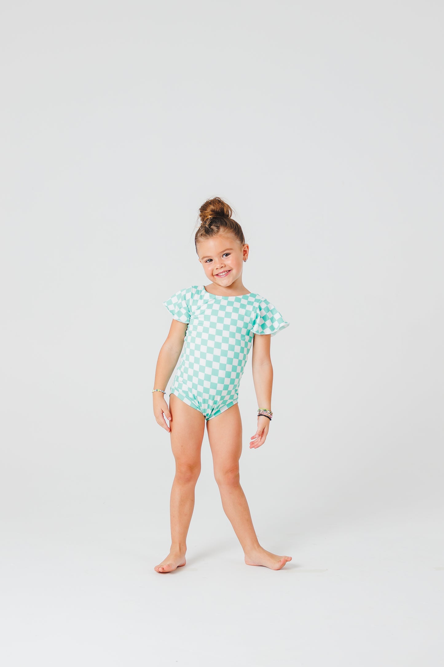 Aqua Checkers Leotard
