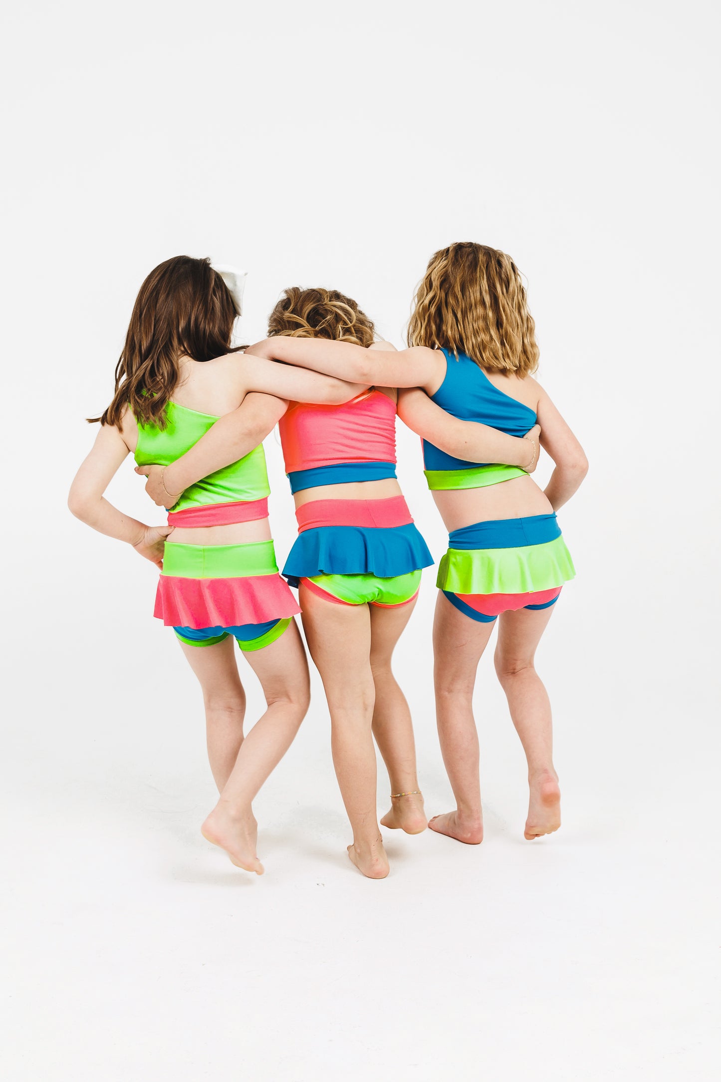 BLUE FRONT Mixed Up One-Shoulder Dance Set - The Neon Collection
